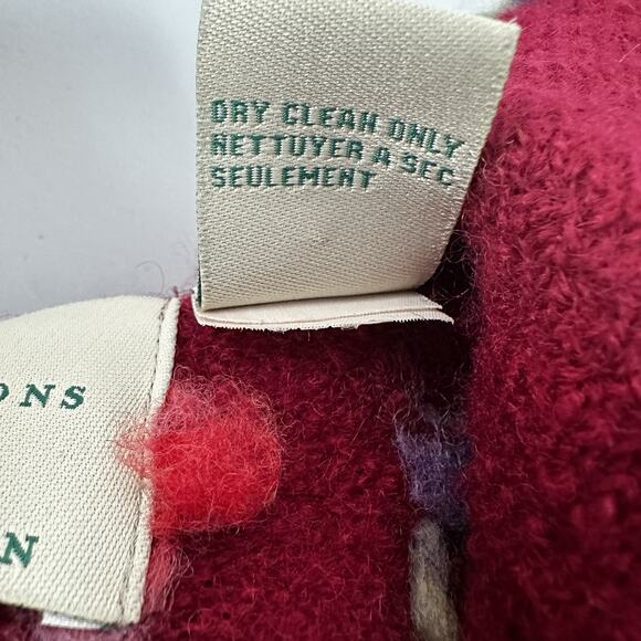 Design Options Cardigan Sweater Womens Large Red Multicolor Art Button Wool - Picture 12 of 15